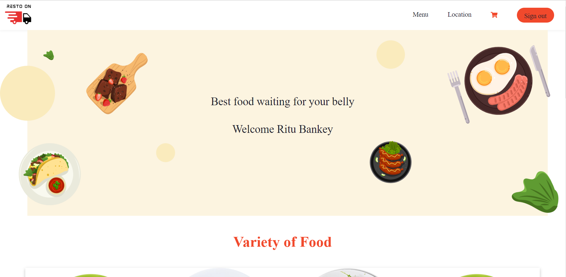 Screenshot of web app